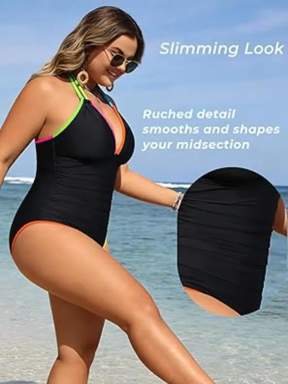 Aqua Eve Plus Size Swimsuits One Piece Bathing Suit for Women Tummy Control 14W - Picture 4 of 4